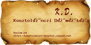 Kosztolánczi Dömötör névjegykártya